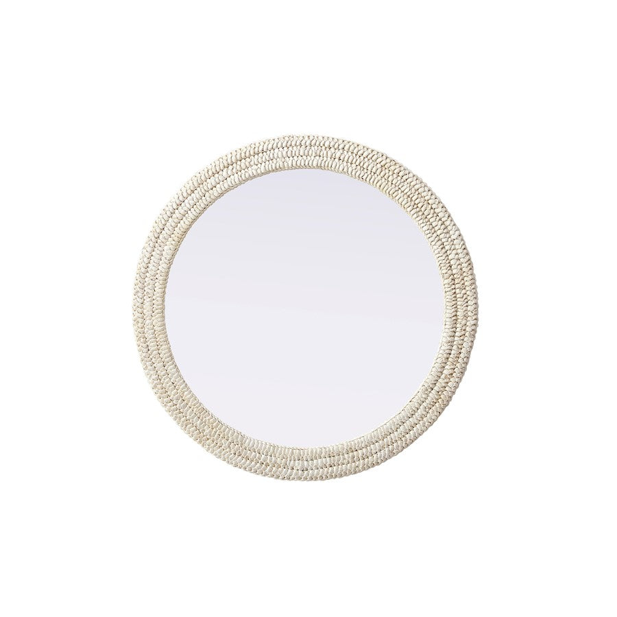Elegant Decor Round Cornhusk Mirror 36X36, Linen White
