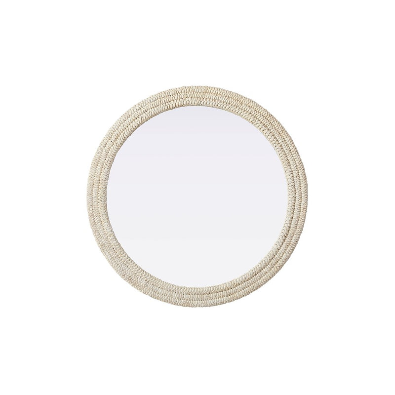 Elegant Decor Round Cornhusk Mirror 42X42, Linen White
