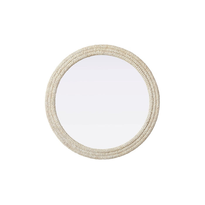 Elegant Decor Round Cornhusk Mirror 42X42, Linen White