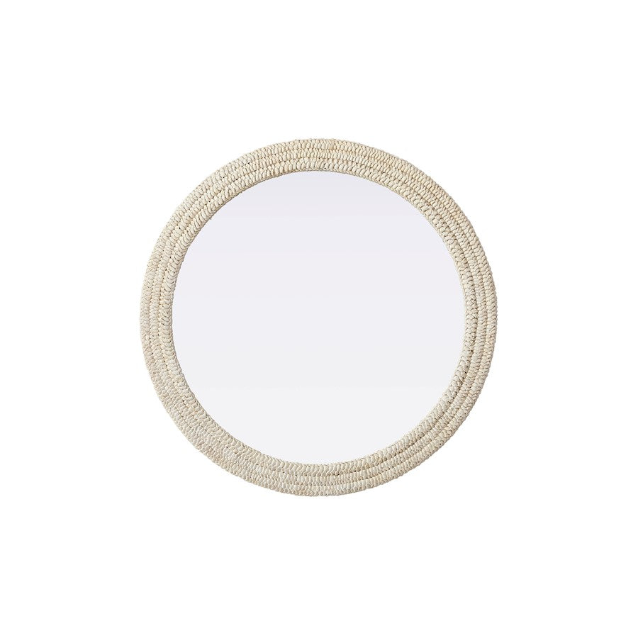 Elegant Decor Round Cornhusk Mirror 42X42, Linen White