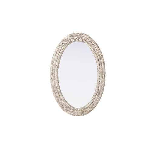 Elegant Decor Oval Cornhusk Mirror 24X36, Linen White