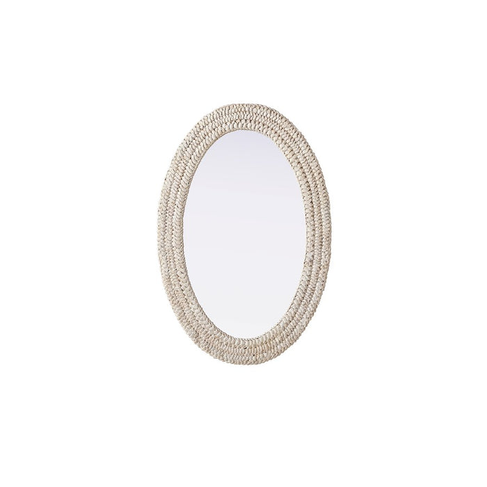 Elegant Decor Oval Cornhusk Mirror 24X36, Linen White