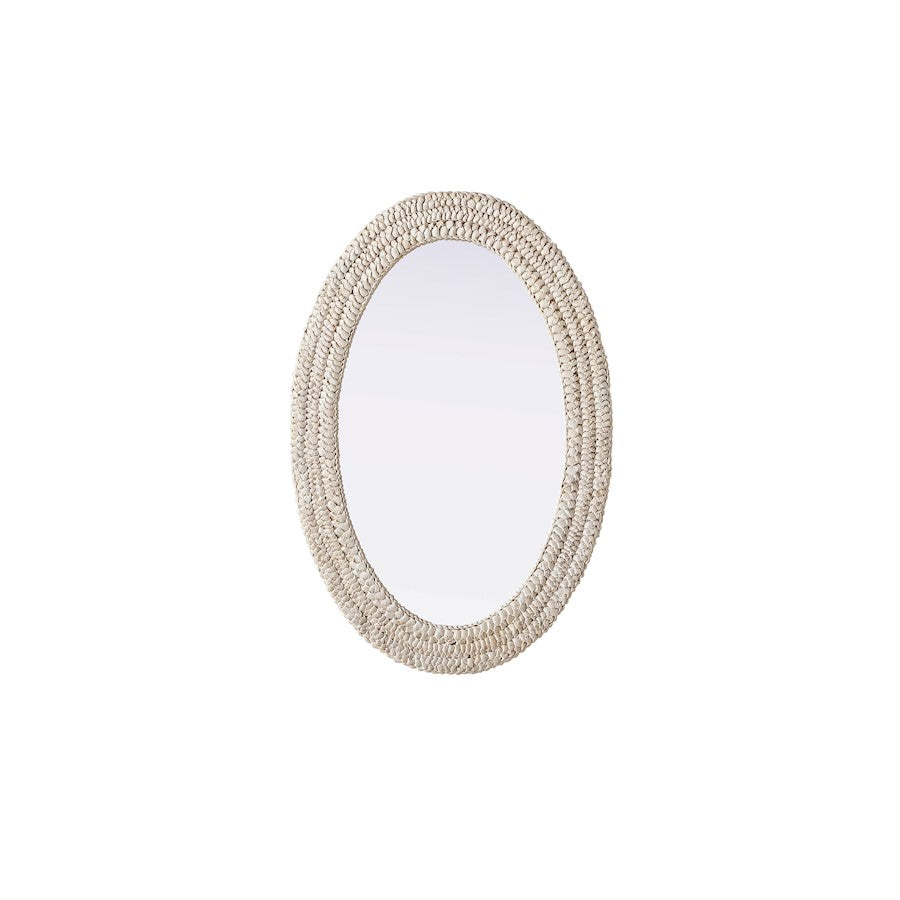 Elegant Decor Oval Cornhusk Mirror 24X36, Linen White