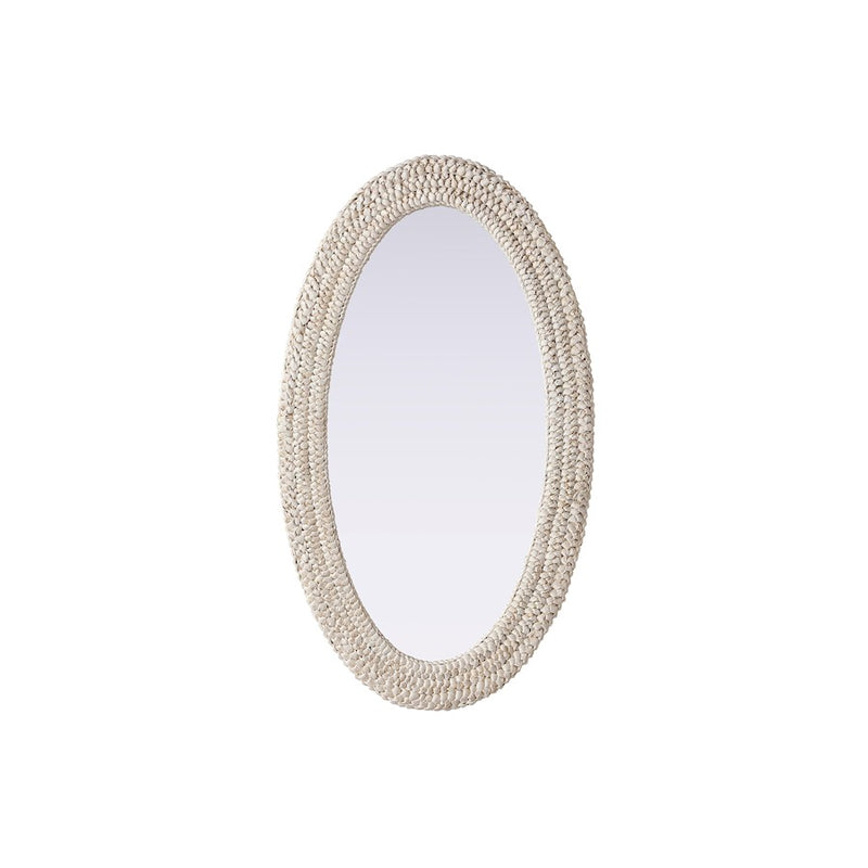 Elegant Decor Oval Cornhusk Mirror 24X42, Linen White