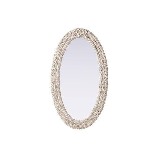 Elegant Decor Oval Cornhusk Mirror 24X42, Linen White