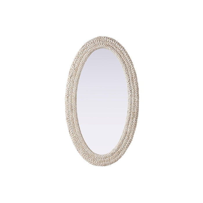 Elegant Decor Oval Cornhusk Mirror 24X42, Linen White