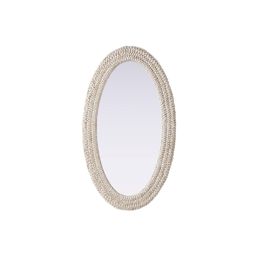 Elegant Decor Oval Cornhusk Mirror 24X42, Linen White