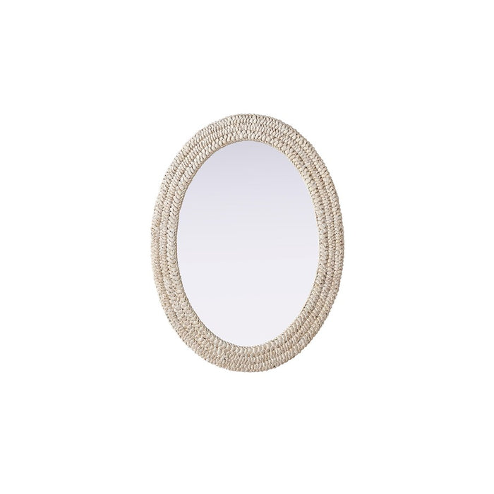Elegant Decor Oval Cornhusk Mirror 27X36, Linen White