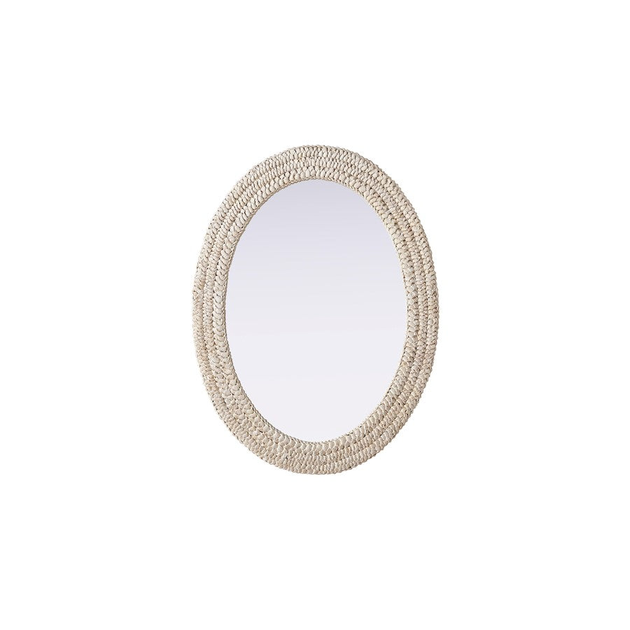 Elegant Decor Oval Cornhusk Mirror 27X36, Linen White