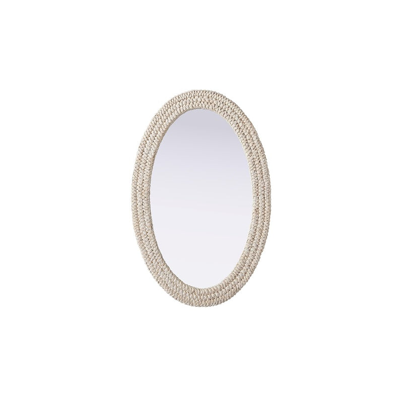 Elegant Decor Oval Cornhusk Mirror 27X42, Linen White