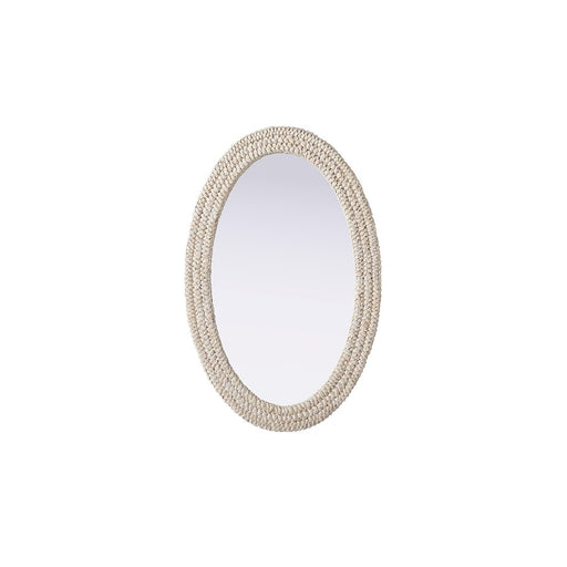 Elegant Decor Oval Cornhusk Mirror 27X42, Linen White