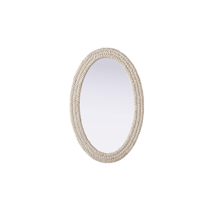 Elegant Decor Oval Cornhusk Mirror 27X42, Linen White