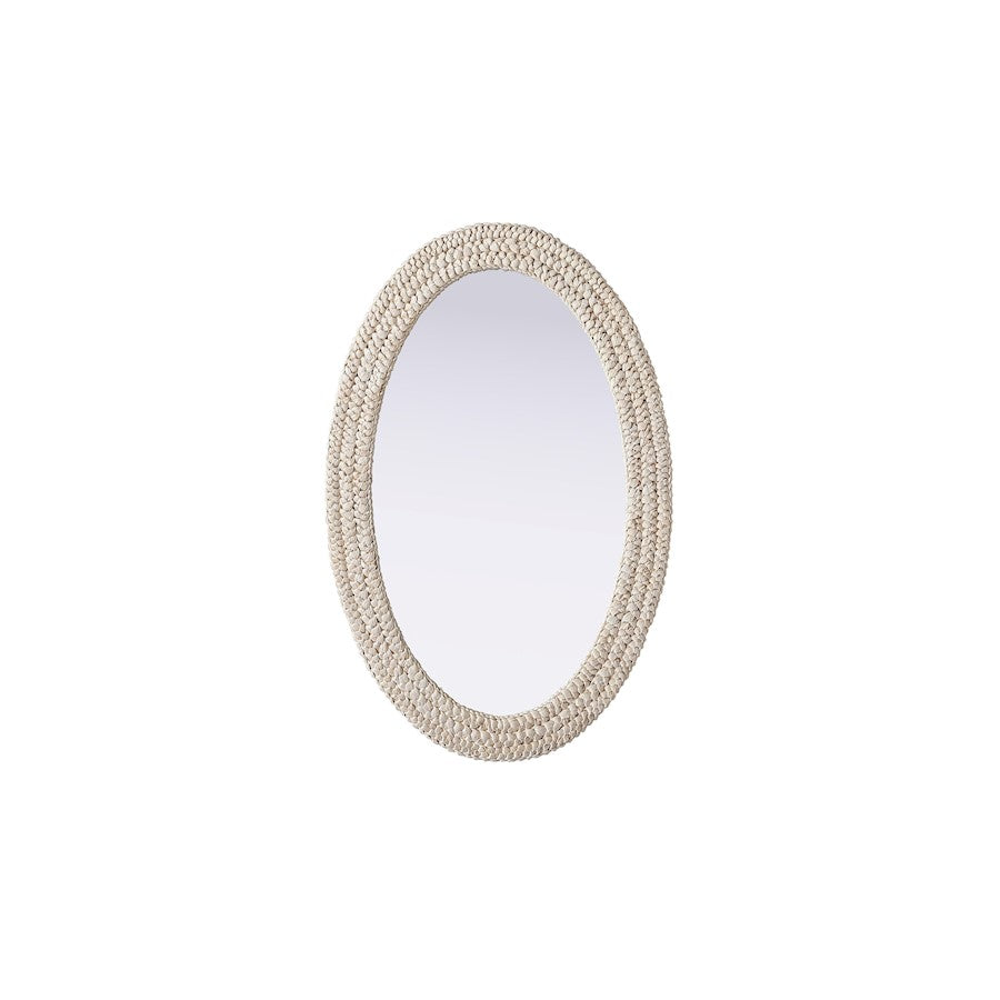 Elegant Decor Oval Cornhusk Mirror 27X42, Linen White