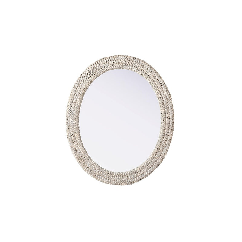 Elegant Decor Oval Cornhusk Mirror 30X36, Linen White