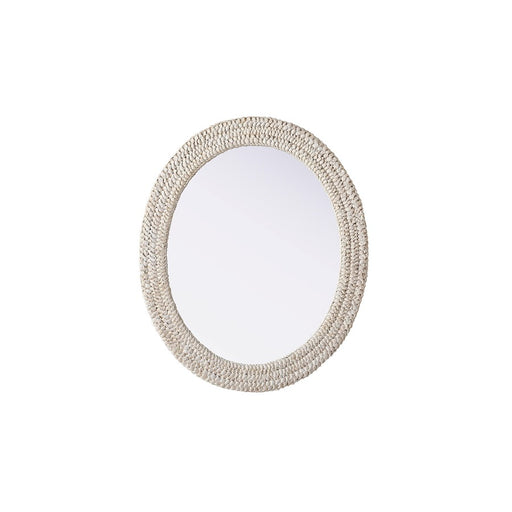Elegant Decor Oval Cornhusk Mirror 30X36, Linen White