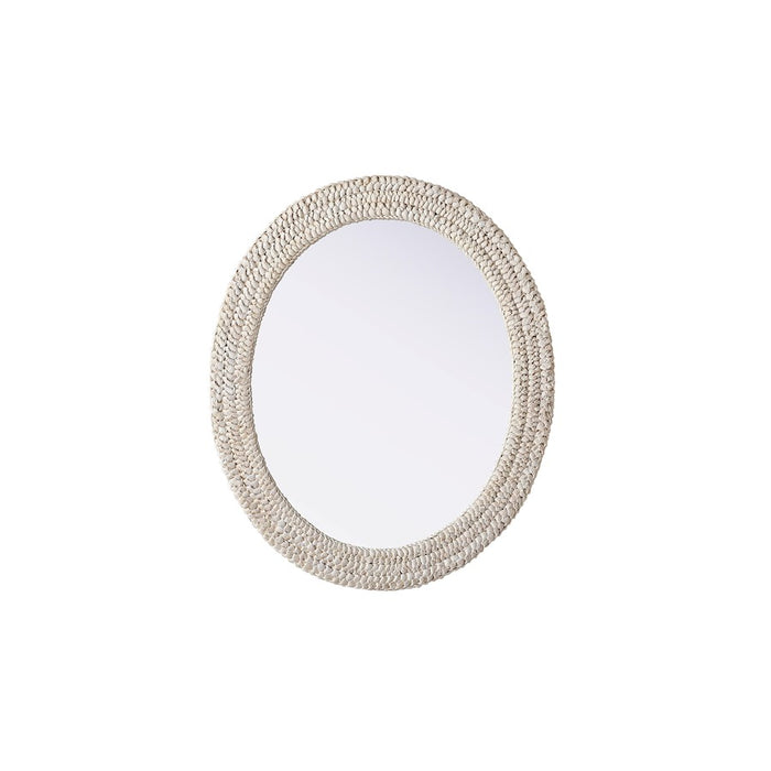 Elegant Decor Oval Cornhusk Mirror 30X36, Linen White