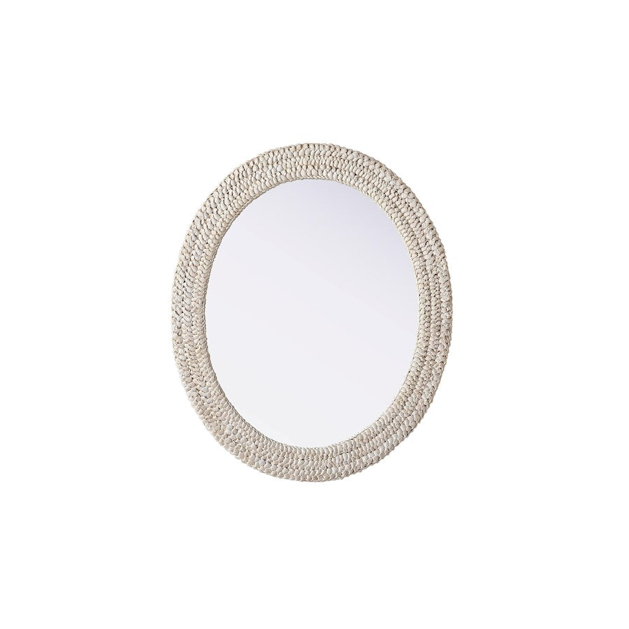 Elegant Decor Oval Cornhusk Mirror 30X36, Linen White