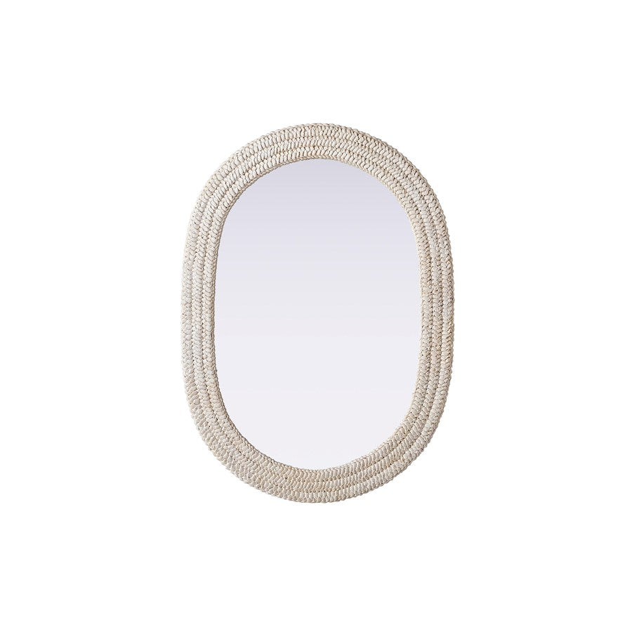 Elegant Decor Oval Cornhusk Mirror 30X42, Linen White