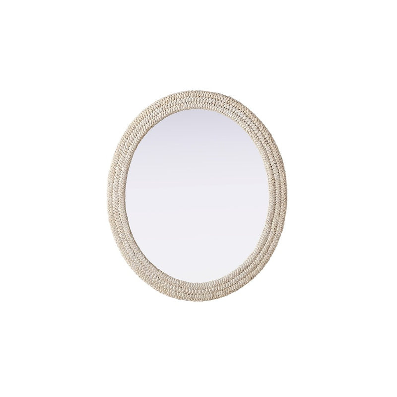 Elegant Decor Oval Cornhusk Mirror 36X42, Linen White