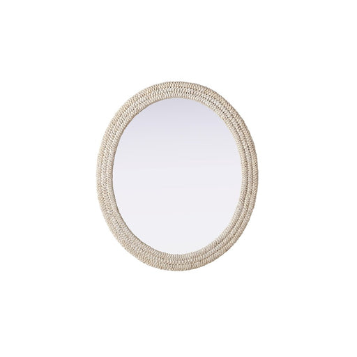 Elegant Decor Oval Cornhusk Mirror 36X42, Linen White