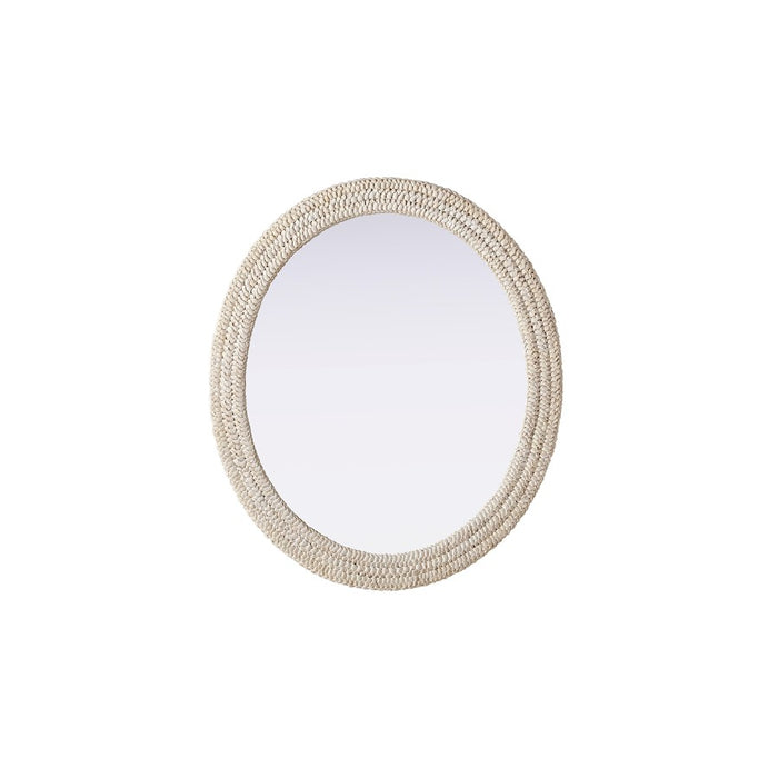 Elegant Decor Oval Cornhusk Mirror 36X42, Linen White