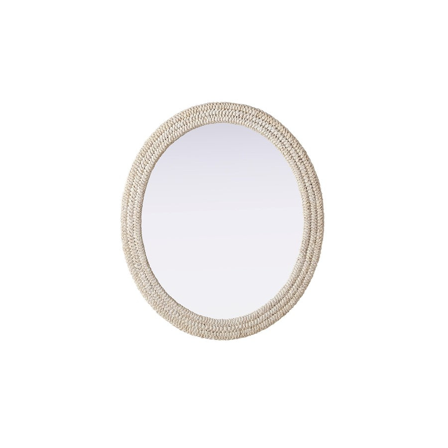 Elegant Decor Oval Cornhusk Mirror 36X42, Linen White