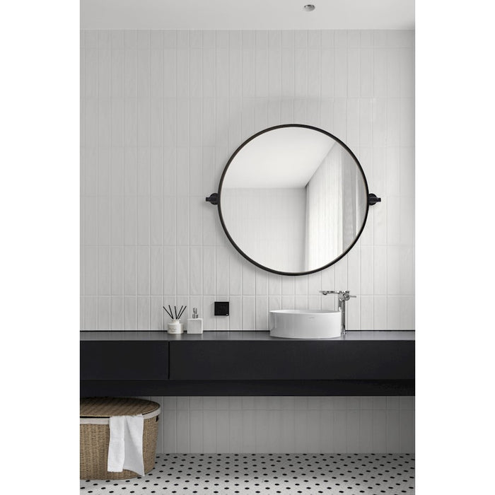 Elegant Decor Everly Round Pivot Mirror 24", Black