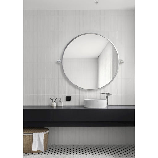 Elegant Decor Everly Round Pivot Mirror 24", Silver