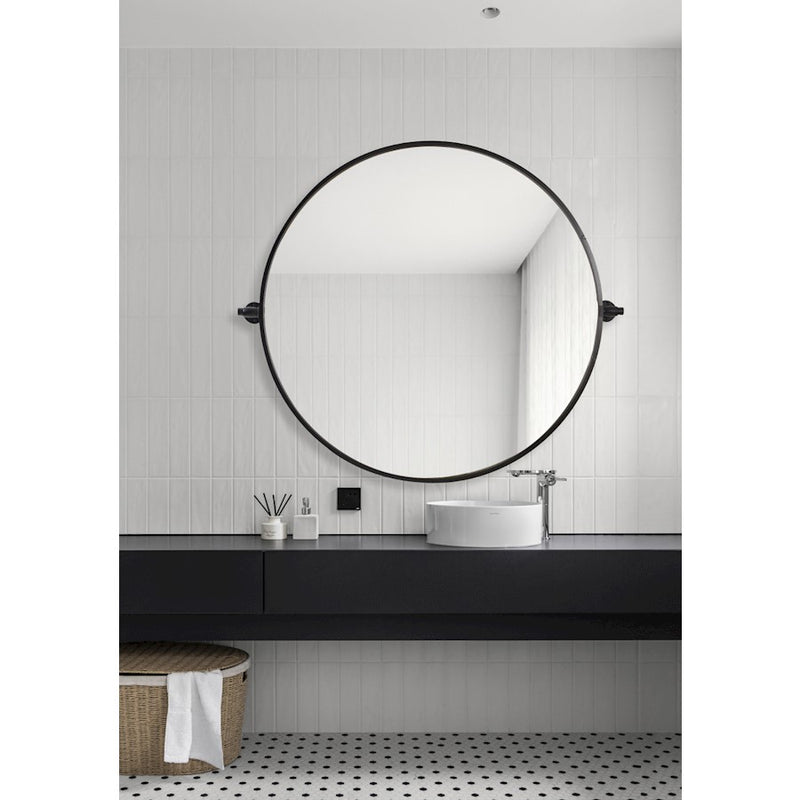 Elegant Decor Everly Round Pivot Mirror 30", Black