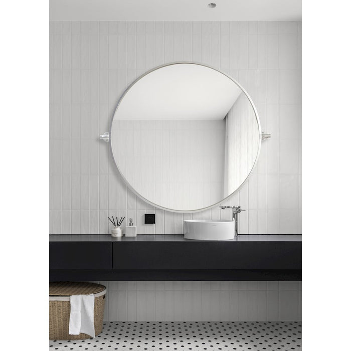 Elegant Decor Everly Round Pivot Mirror 30", Silver