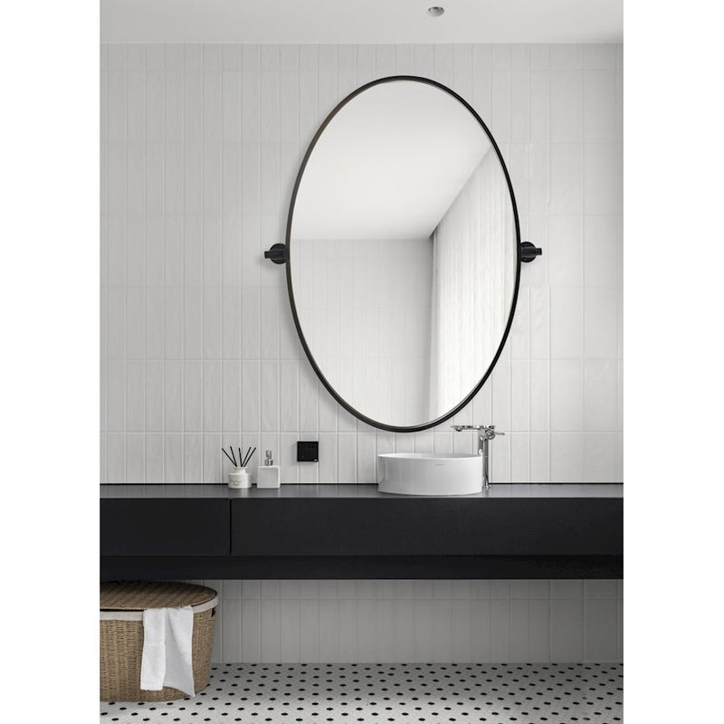 Elegant Decor Everly Oval Pivot Mirror 21X32", Black