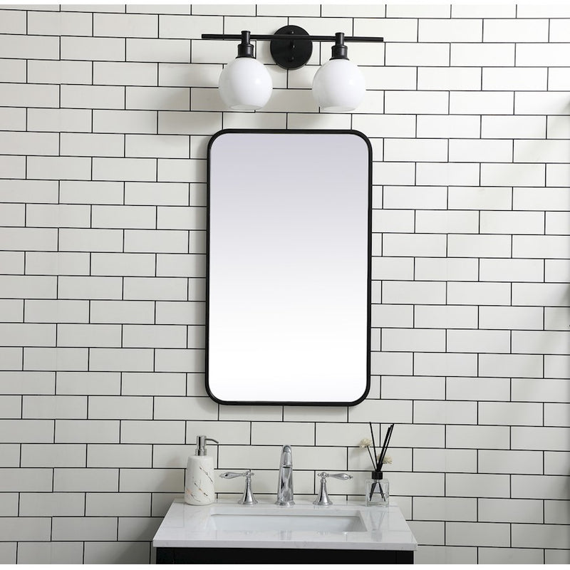 Elegant Decor Evermore Soft Corner Rectangular Mirror 18X30", Black