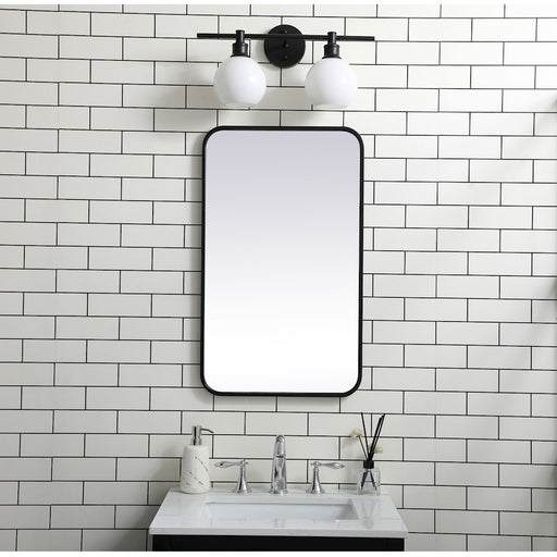 Elegant Decor Evermore Soft Corner Rectangular Mirror 18X30", Black