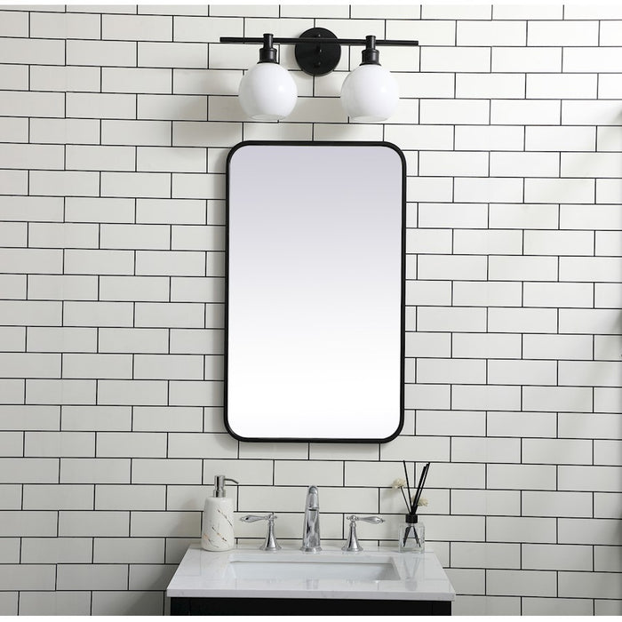 Elegant Decor Evermore Soft Corner Rectangular Mirror 18X30", Black