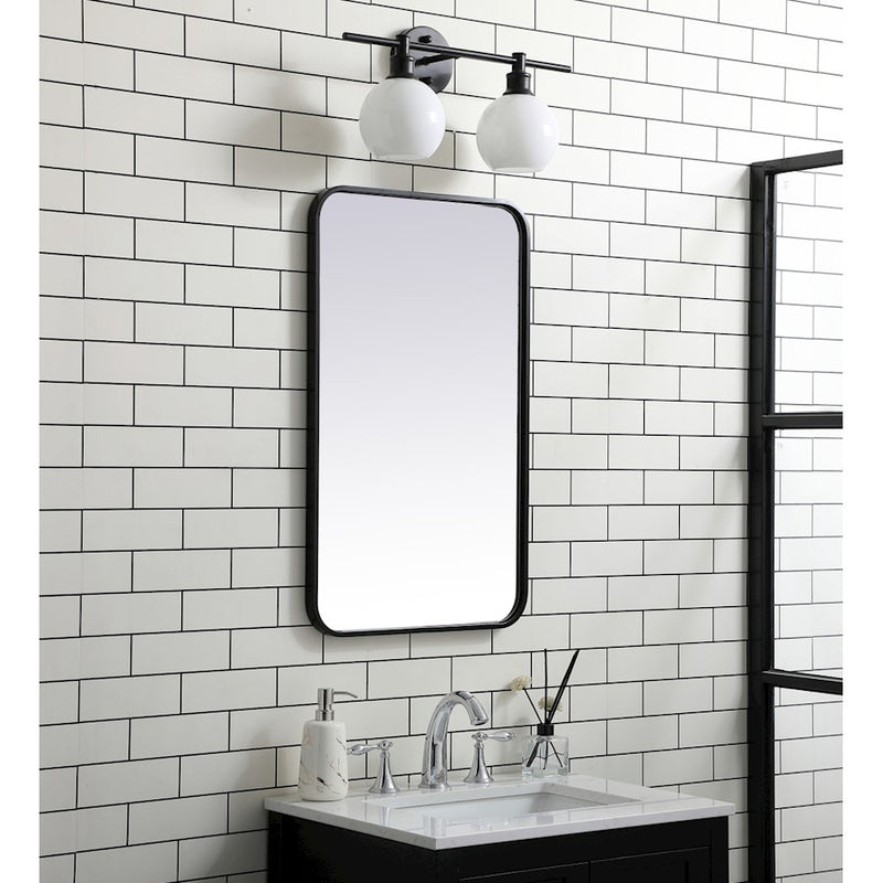 Elegant Decor Evermore Soft Corner Rectangular Mirror 18X30", Black