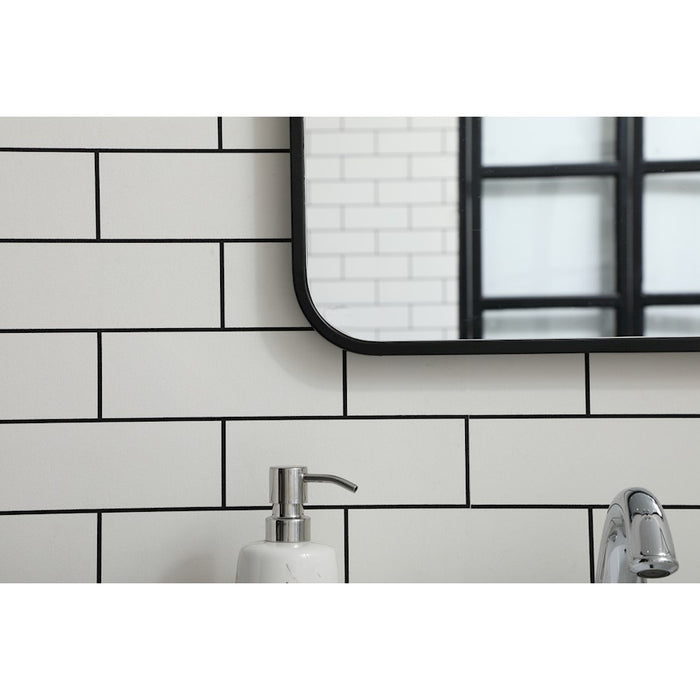 Elegant Decor Evermore Soft Corner Rectangular Mirror 18X30", Black