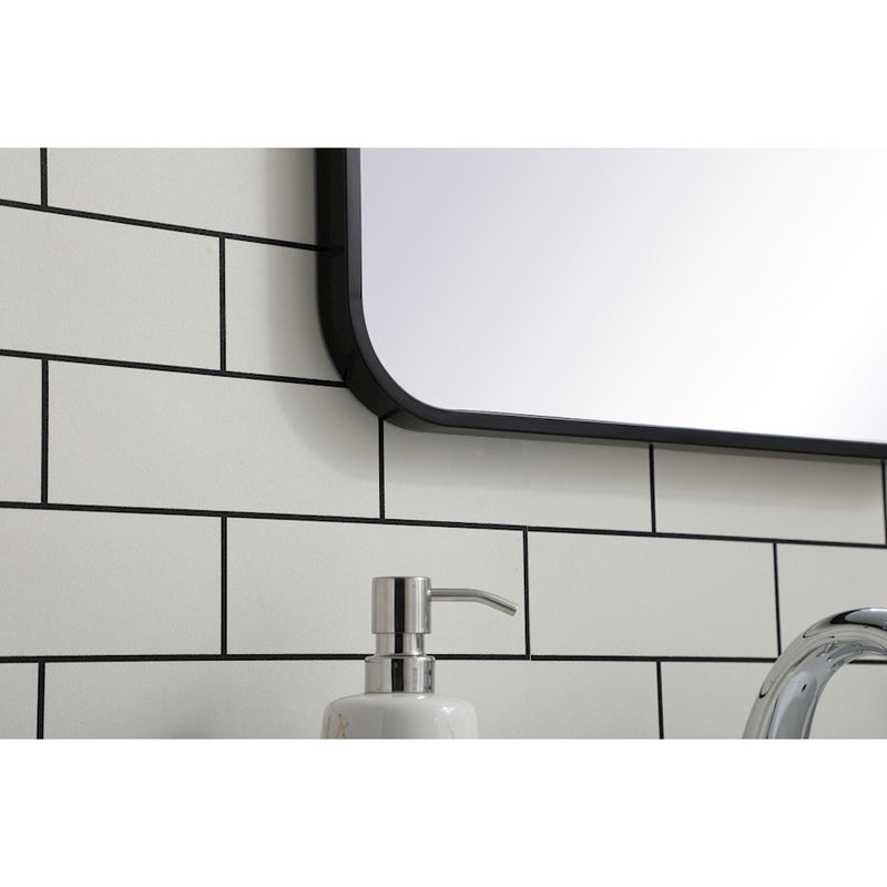 Elegant Decor Evermore Soft Corner Rectangular Mirror 18X30", Black