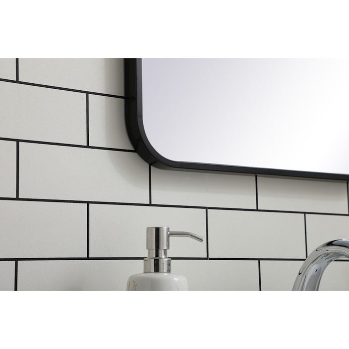 Elegant Decor Evermore Soft Corner Rectangular Mirror 18X30", Black