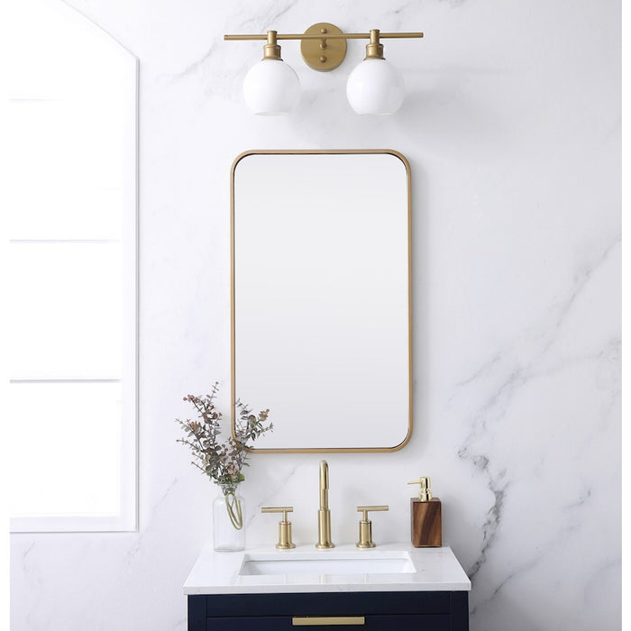 Elegant Decor Evermore Soft Corner Rectangular Mirror 18X30", Brass