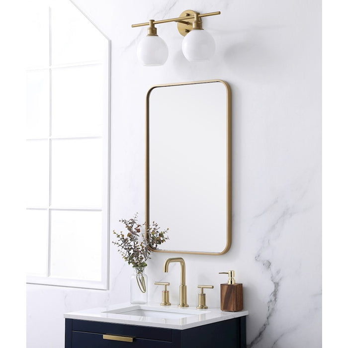 Elegant Decor Evermore Soft Corner Rectangular Mirror 18X30", Brass