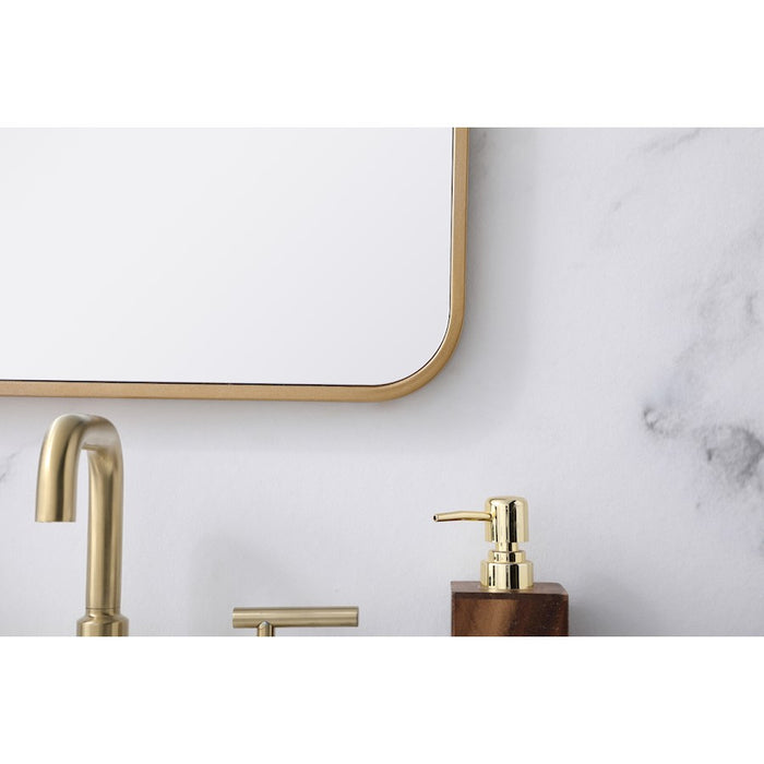 Elegant Decor Evermore Soft Corner Rectangular Mirror 18X30", Brass