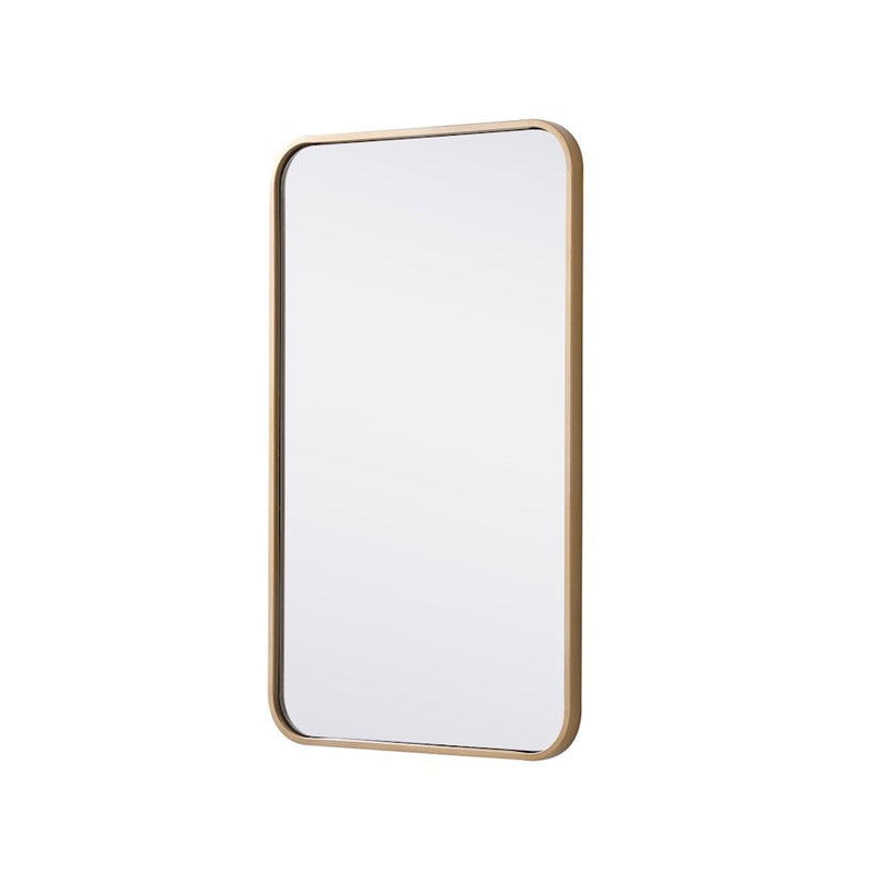 Elegant Decor Evermore Soft Corner Rectangular Mirror 18X30", Brass