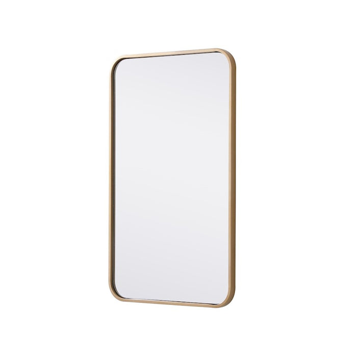 Elegant Decor Evermore Soft Corner Rectangular Mirror 18X30", Brass