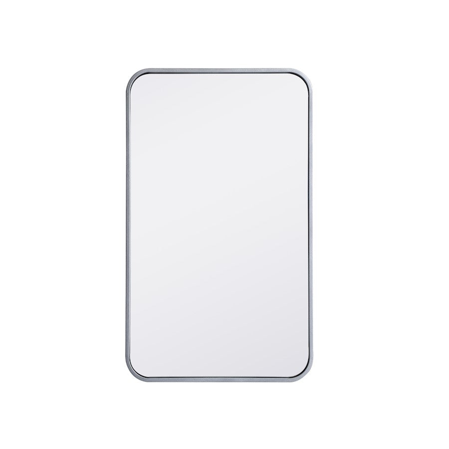 Elegant Decor Evermore Soft Corner Rectangular Mirror 18X30", Silver