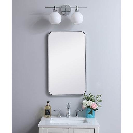 Elegant Decor Evermore Soft Corner Rectangular Mirror 18X30", Silver