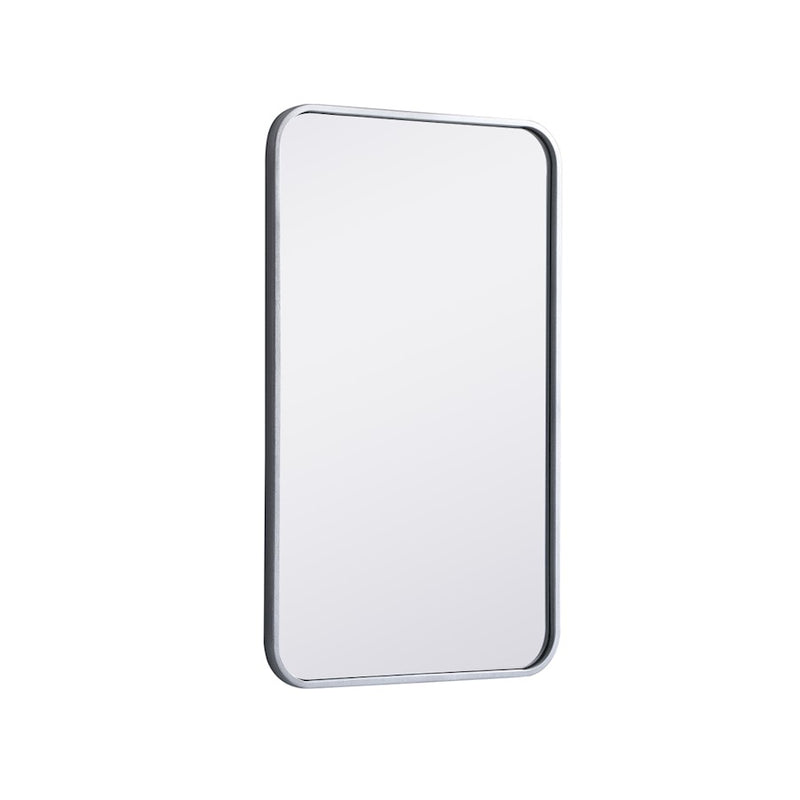 Elegant Decor Evermore Soft Corner Rectangular Mirror 18X30", Silver