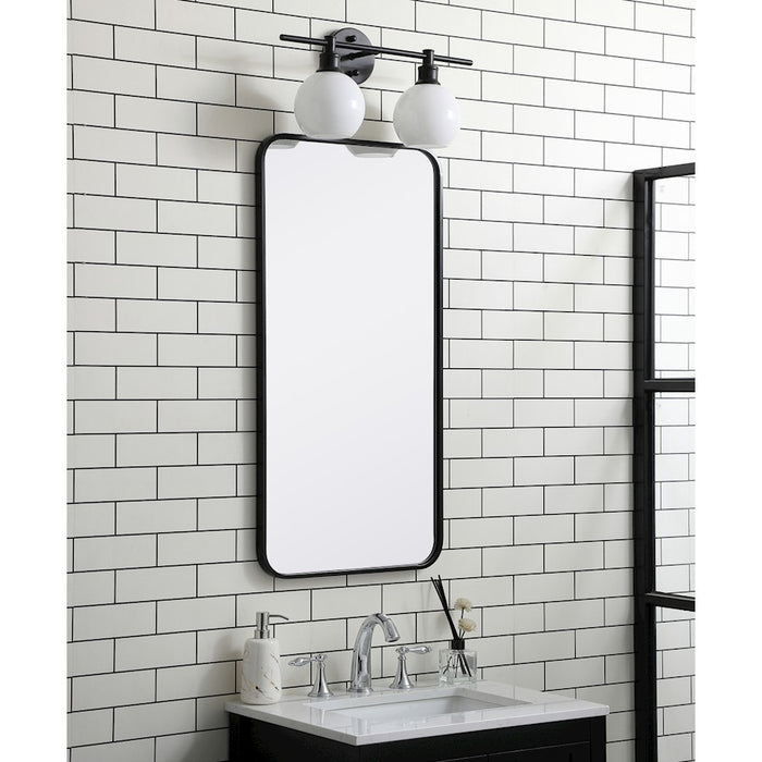 Elegant Decor Evermore Soft Corner Rectangular Mirror 18X36", Black