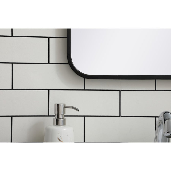 Elegant Decor Evermore Soft Corner Rectangular Mirror 18X36", Black
