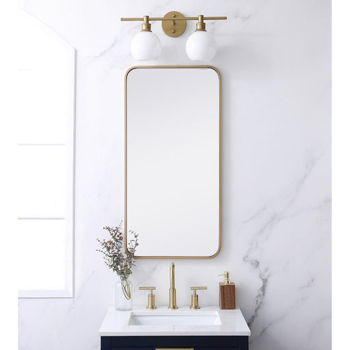 Elegant Decor Evermore Soft Corner Rectangular Mirror 18X36", Brass