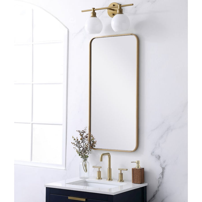 Elegant Decor Evermore Soft Corner Rectangular Mirror 18X36", Brass